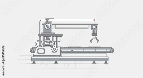 Industrial robotic arm machine assembly line.
