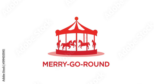 Red Merry-Go-Round Logo Depicting Horses and Fun.