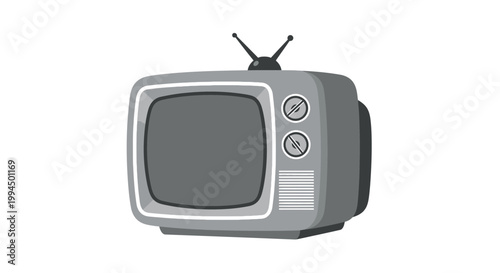 Old Television Set With Antenna.