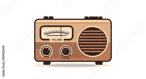Vintage brown old radio device.