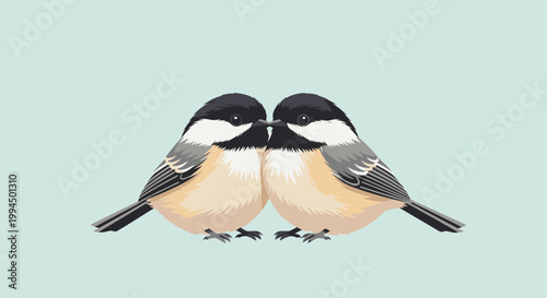 Two small birds sitting side by side.