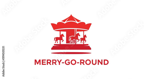 Red Merry-Go-Round Silhouette - A Classic Amusement Ride Icon.