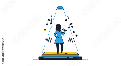 Woman singing into a microphone 1.