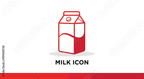 Red Milk Carton Icon Isolated on White Background for Design.