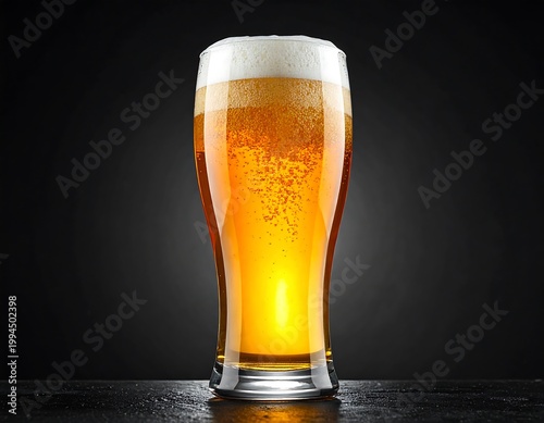 Glass of Beer on Dark Background.