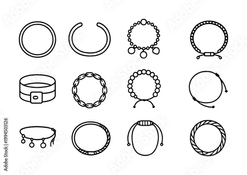 Vector Collection of twelve necklace designs in various styles and shapes