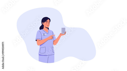 Nurse Holding Pills Blister Pack, Medical Consultation, Healthcare Concept