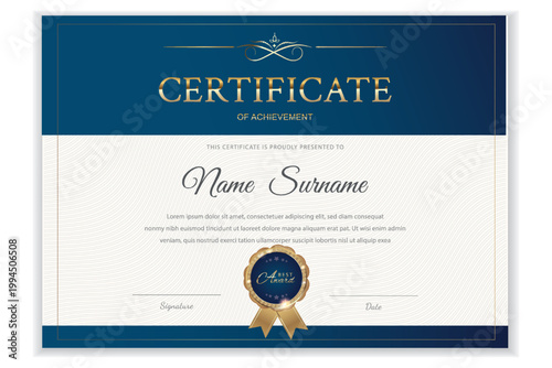 Canvastavla Certificate of achievement template in luxury horizontal style
