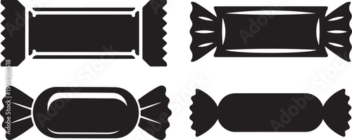 Set of Black  Hard Candy Sweet Silhouette Vector Icons,  Simple Candy Clipart Collection vector and illustration, black and white