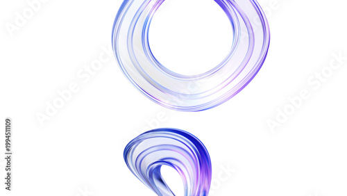 Abstract Glass in Blue-Purple Gradient. Futuristic Digital Art Background with Flowing Light Effects, 3D Render