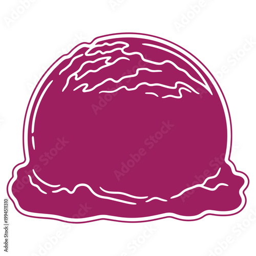 Vibrant purple scoop of ice cream isolated on a clean white background perfect for summer treats and desserts