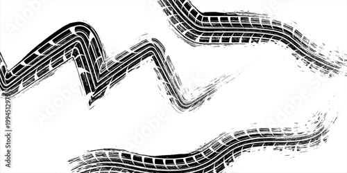 Tire mark. Car and motorcycle tire track vector set. Truck tread mark on the road concept. Vector tire mark from different tread type of car and moto wheel