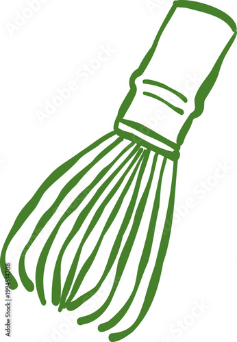 Hand Drawn Matcha Green Tea Bamboo Whisk Chasen Illustration