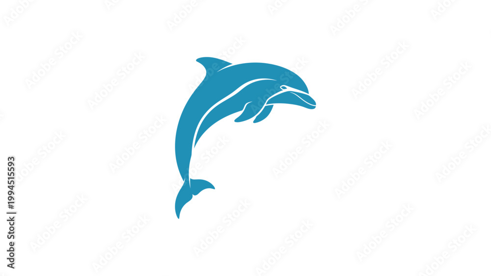 Obraz premium Minimalist Blue Dolphin Silhouette Icon
