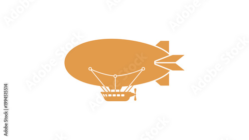 Minimalist Orange Zeppelin Airship Icon