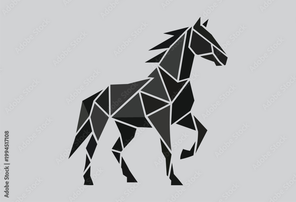 Fototapeta premium Geometric horse silhouette, abstract modern design. Vector illustration of a horse on white background.