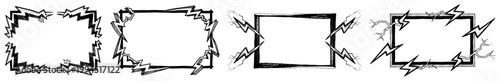 Lightning bolt rectangular frames with energetic zig zag lines in hand drawn sketch style