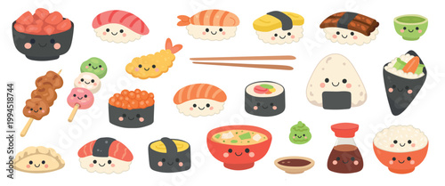 Food japanese sushi for vector illustration japan and restaurant asian isolated. Cartoon menu icon for design fish food and cuisine meal art. Food white cooking for vector cute japanese