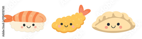 Food vector restaurant with illustration isolated shrimp for japanese japan cartoon. Seafood cooking icon with food menu asian for meal tempura cuisine. Sushi snack food with dish illustration