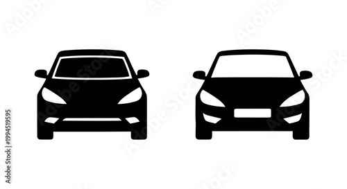 Two cars facing forward side by side.