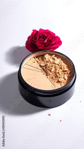 Loose Powder Makeup and Red Rose.