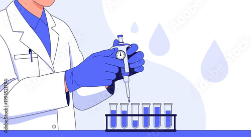 Scientist Pipetting Liquid into Test Tubes in Laboratory Research