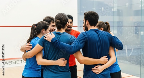 Team Building Activity for Young Adults in Competitive Squash Game Practice Session