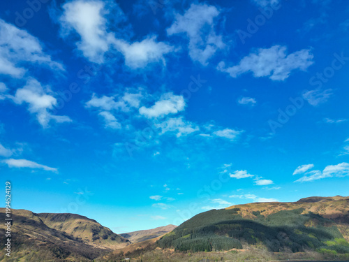 Gorgeous and Dramatic Sky and Clouds over Balhaha Valley Glasgow