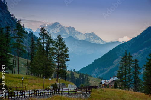 Granta Parey mountains massif from the Rhemes-Notre-Dame valley of the Italia...