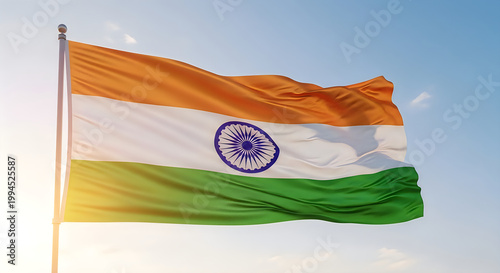 India independence day vibrant tricolor flag waving a symbol of freedom
