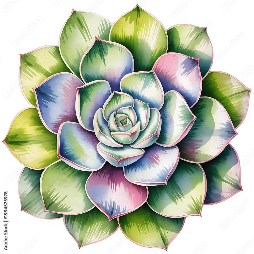 Obraz premium watercolor succulent Illustration echeveria flower, botanical Art