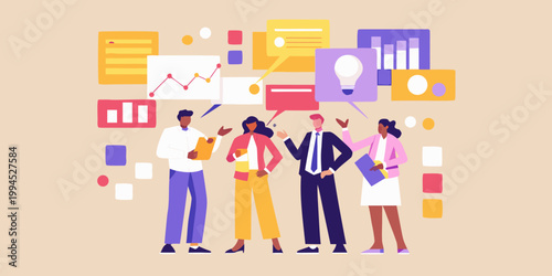 Team collaboration and brainstorming session with data visualization concepts