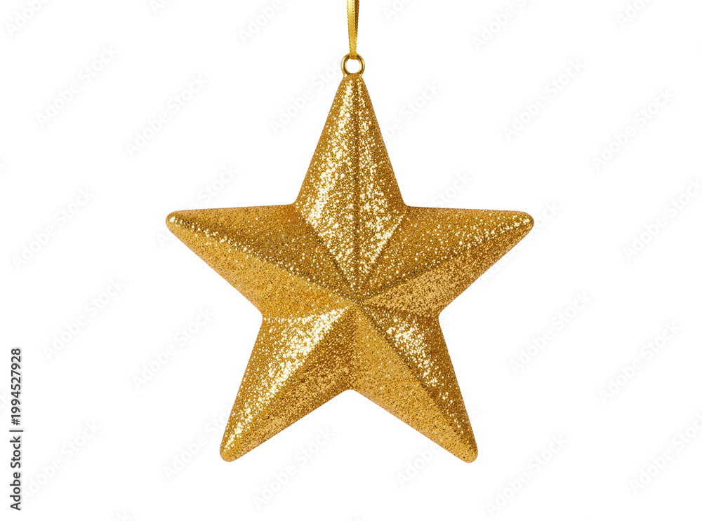 Obraz premium A gold star ornament suspended from a string, suitable for various celebrations and events
