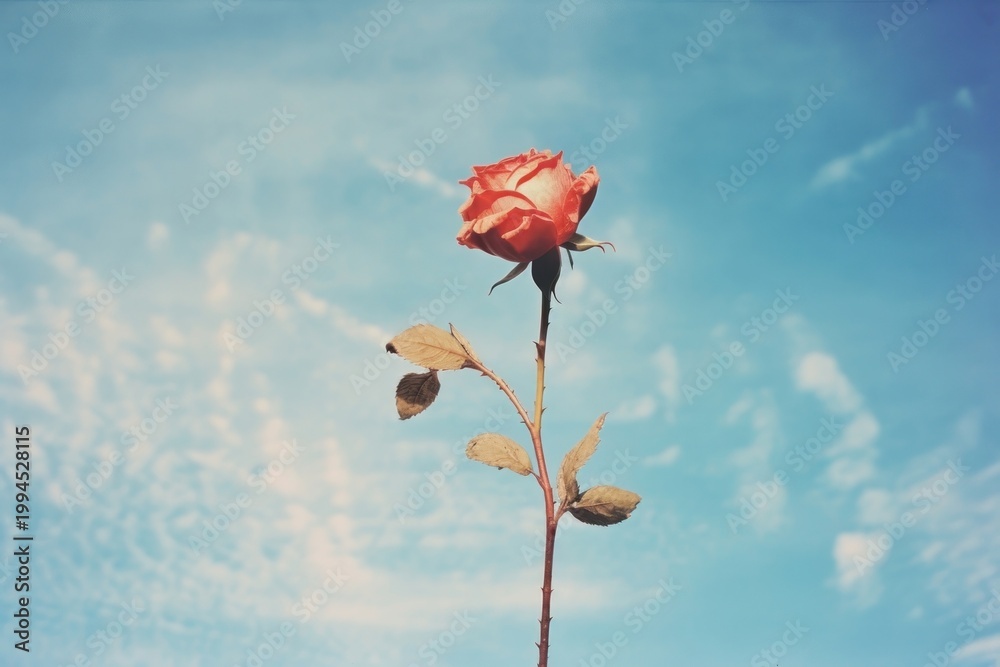 Fototapeta premium Rose with blue sky outdoors nature flower.
