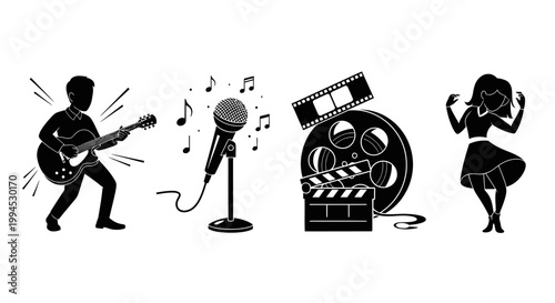 Diverse Arts Performance Icons: Music, Singing, Film, and Dance