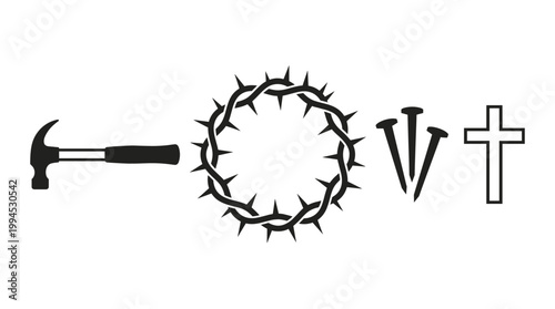 Christian religious symbols of Jesus Christ passion and crucifixion