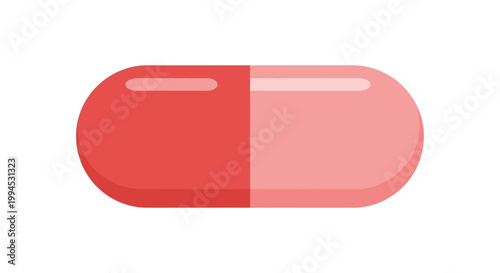 Red and pink capsule isolated on white background, medical concept, health, pharmacy