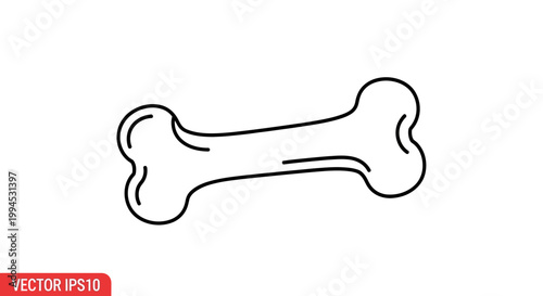 Simple bone outline, dog treat icon, isolated on white background, vector illustration