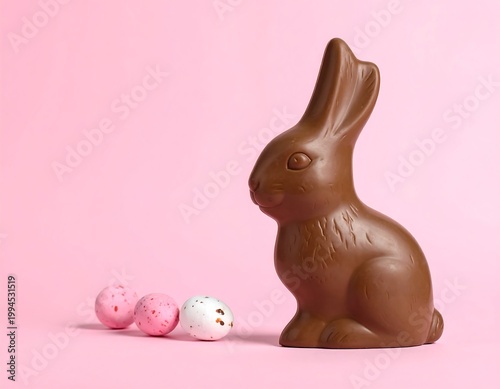 Chocolate Bunny with Easter Eggs Pink.