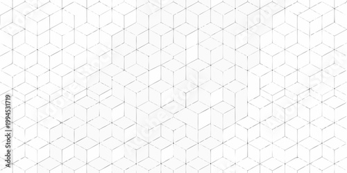 Isometric cube grid pattern a minimalist white and gray background