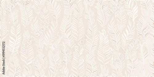 Subtle beige leaf pattern creates a soft textured background design