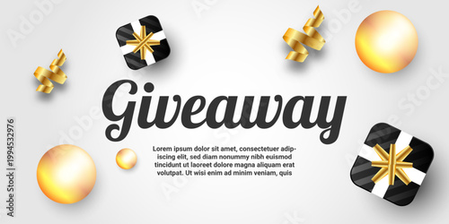 Gift away illustration template design with giftbox and ribbon