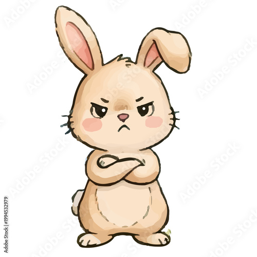 Cute cartoon easter bunny holding a basket of colorful eggs smiling happily in a fun playful style