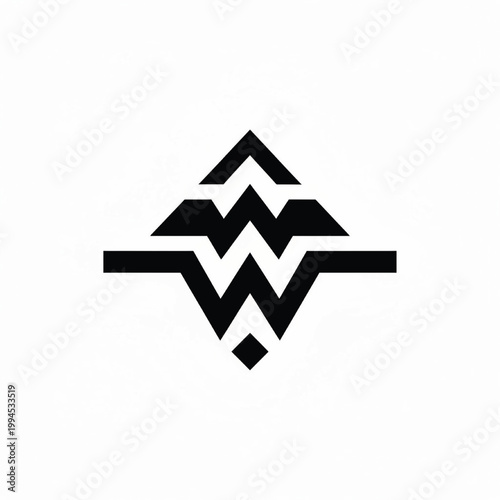 Arrow symbol graphic with braided chevron style and bold black geometric lines for handmade project branding