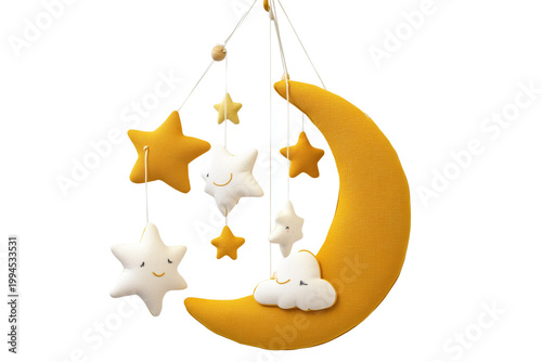 Baby Crib Mobile with Stars and Moon isolated on white background png