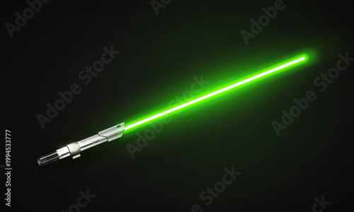 Φωτογραφία New realistic design green neon sword isolated on dark grey background
