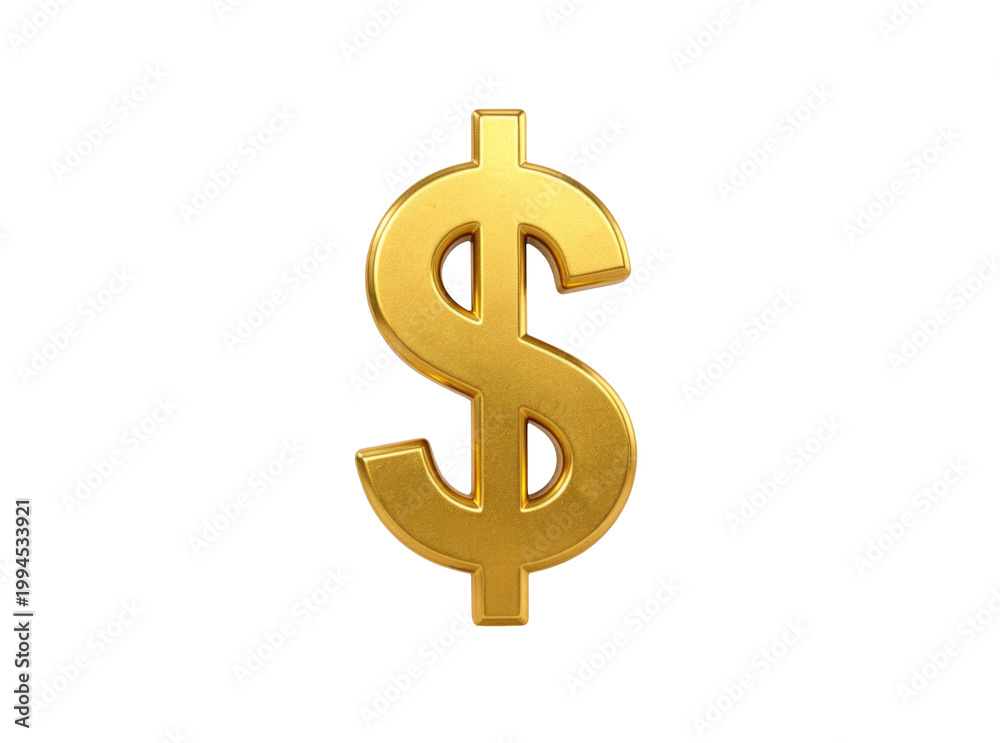 Fototapeta premium A shiny golden dollar sign on a clean white background
