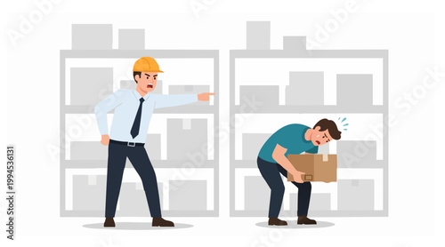 Workplace Safety Education Manager points out worker's improper heavy lifting, stressing the need for correct manual handling to prevent injuries
