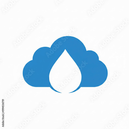Cloud icon with a single teardrop symbol for water, hydration, and eco friendly resource management featuring moisture, rain, sustainability with