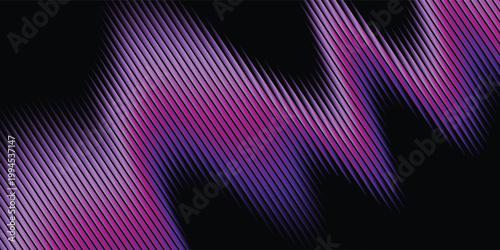 Neon violet linear waves rippling through a dark black background, luminous abstract flow, sleek modern texture, cinematic contrast